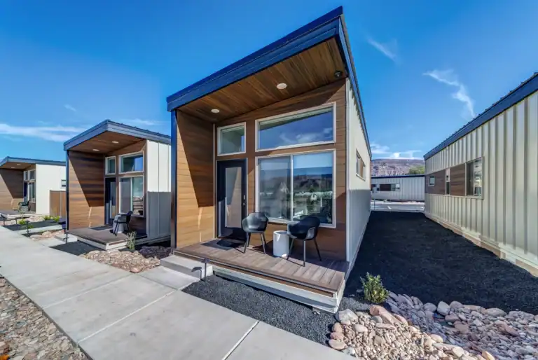 Contemporary Zip Kit Homes with large windows and modern architecture.