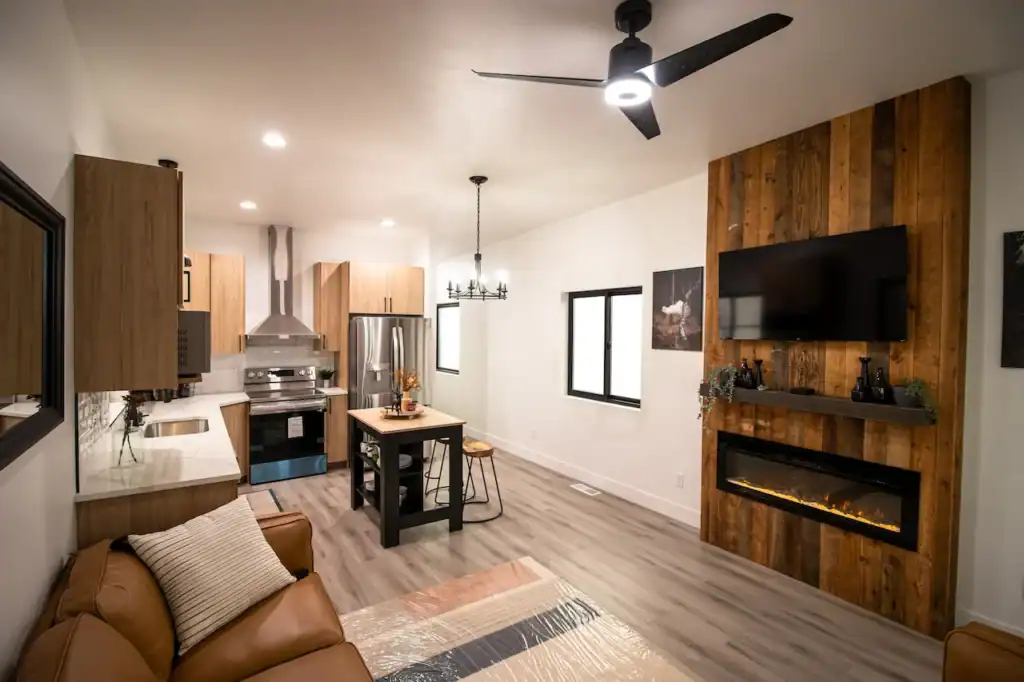 Modern interior of a Zip Kit Home with open-plan living and kitchen area.