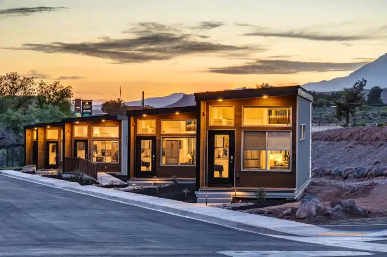 Contemporary Zip Kit Homes with large windows and modern design.