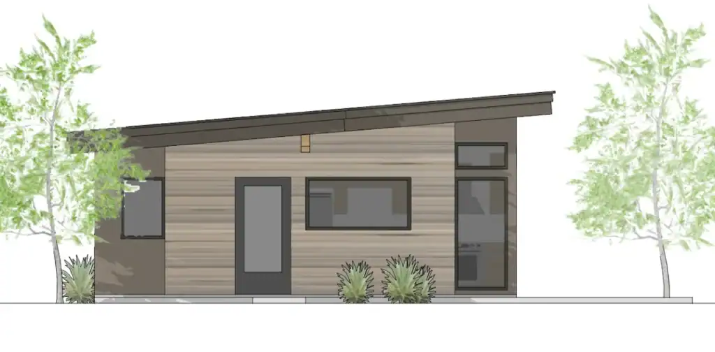 Zip Kit Homes modern tiny house with sleek design and natural wood exterior.