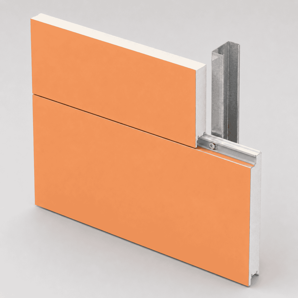 Insulated panel showing layers for light gauge steel building