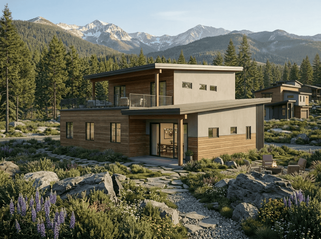 Modern Hayden Zip Kit Home with mountain views and eco-friendly design.