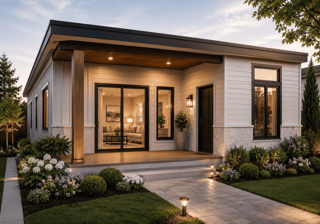 Modern Zip Kit Home with sleek design and large windows for natural light.