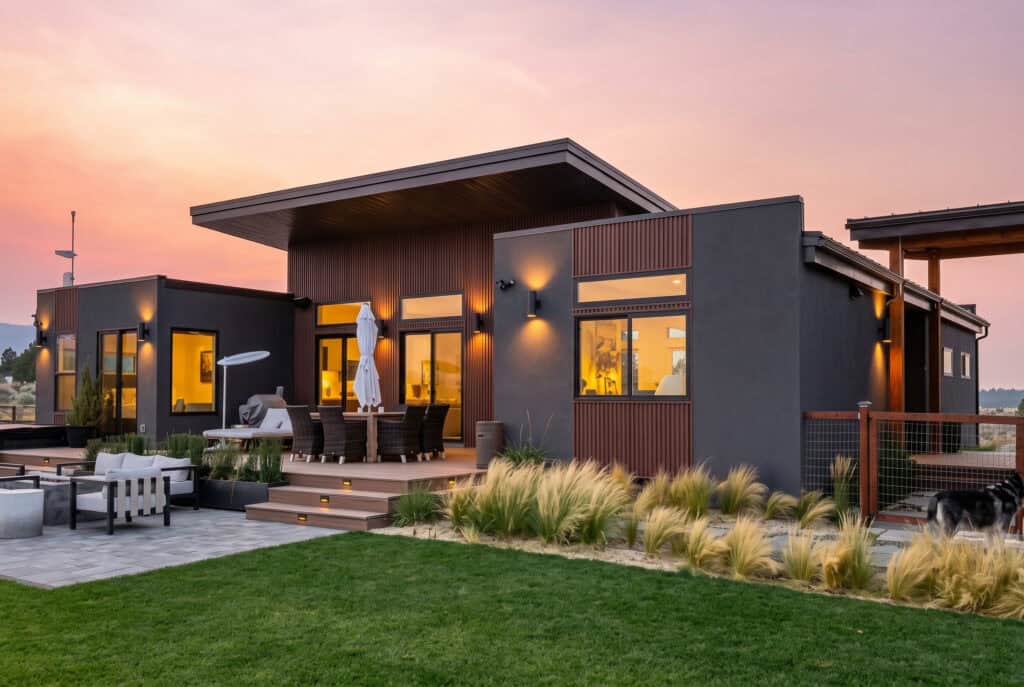 Modern Zip Kit Home with sleek design and outdoor living space, perfect for affordable, customizable.