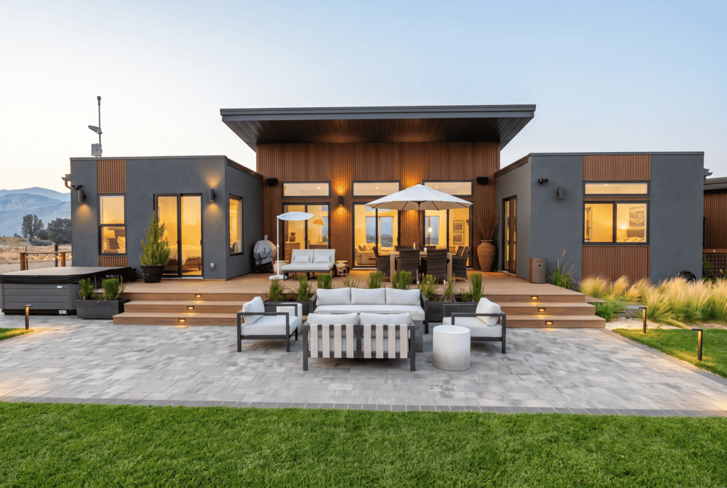 Modern Zip Kit Home with spacious outdoor living area and stylish design.