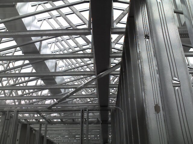 Steel framing structure of Zip Kit Homes under construction.