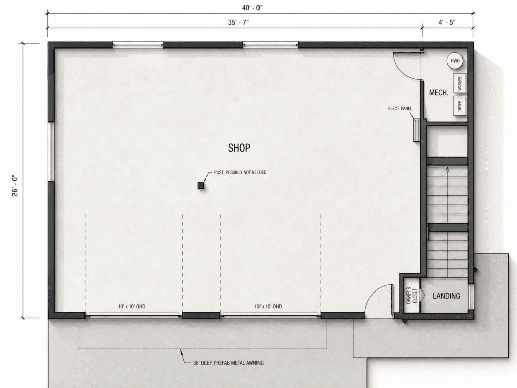 Modern Zip Kit Home floor plan with bedroom, kitchen, and art studio spaces.