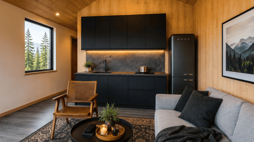 Gallatin II Kitchenette. Modular homes made by Zip Kit Homes.