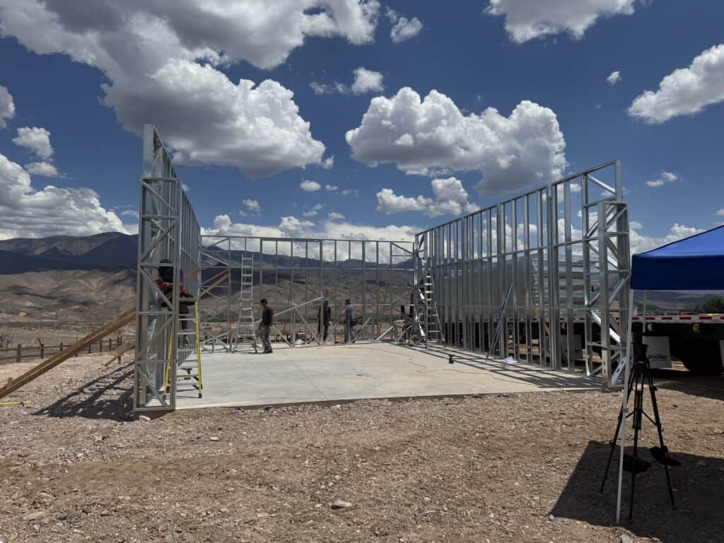 Panelized steel wall framing for an RV garage in Marysvale, Utah