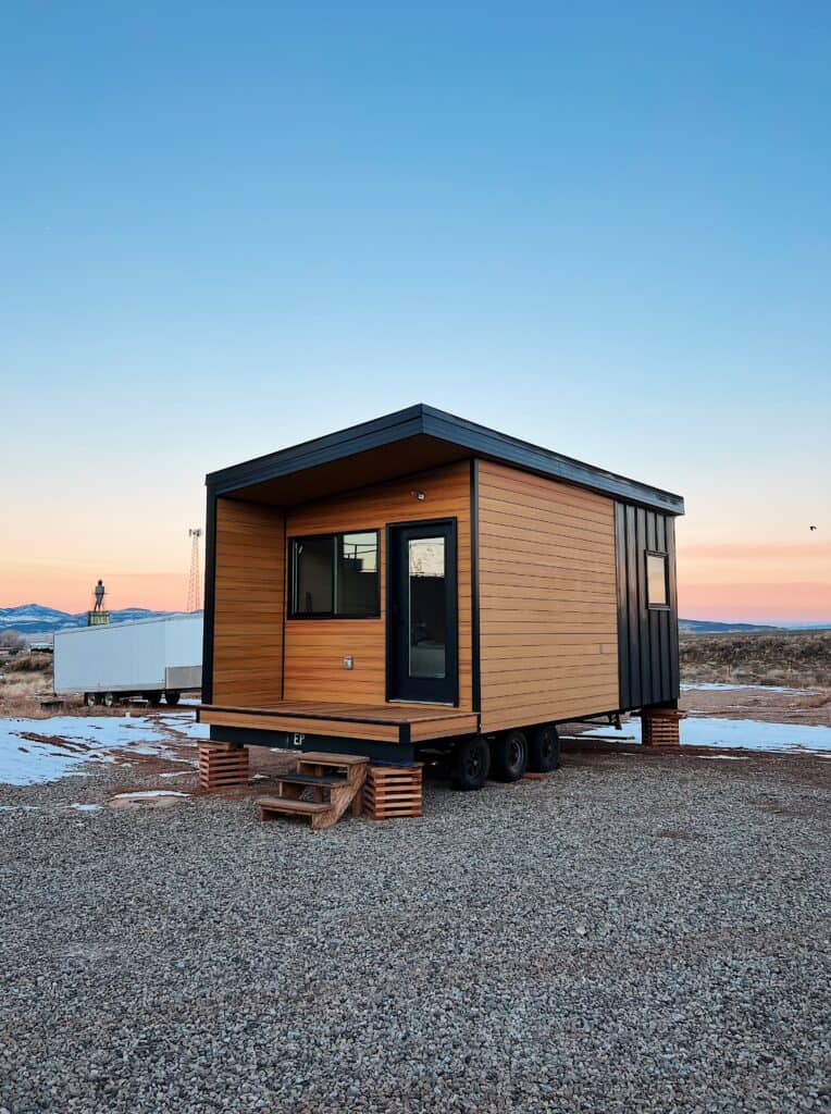 Teton Studio Tiny Home by Zip Kit Homes. Mini Modular home with studio bedroom and kitchenette.