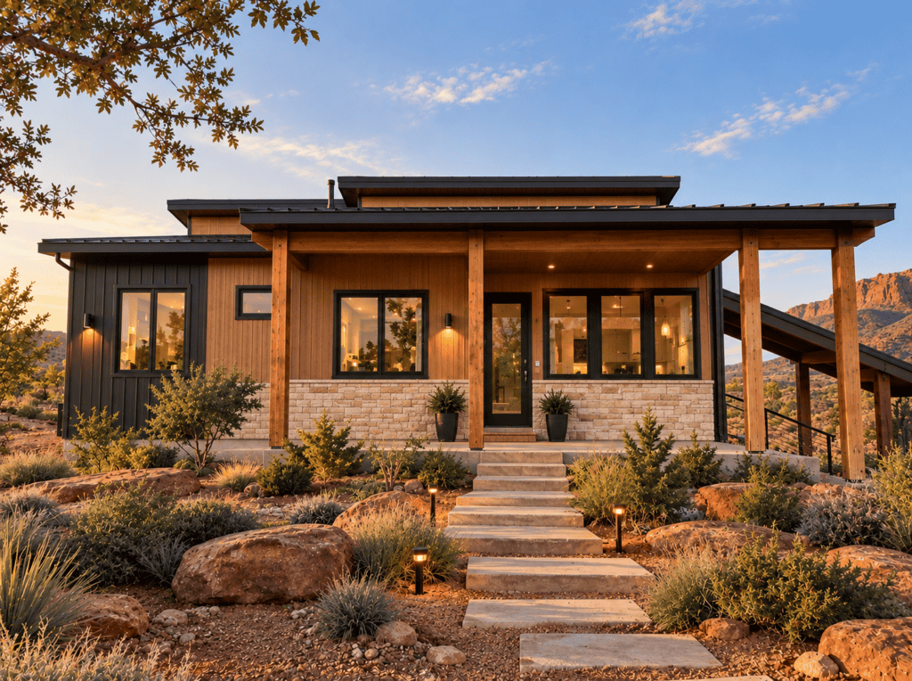 Moab Home Kit from Zip Kit Homes. Beuatiful Desert Modern floor plan.