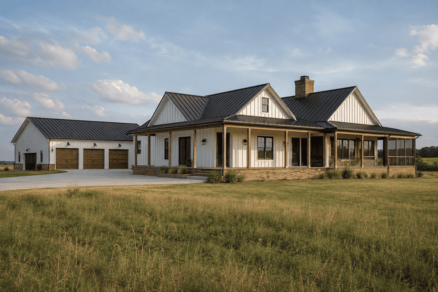 Contemporary Zip Kit home with white exterior and black roof in Oklahoma.