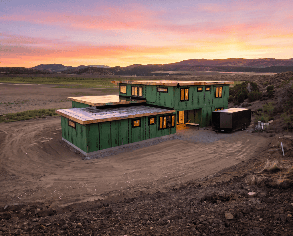 Panelized Olympic home kit Mountain Modern Home backside by Zip Kit Homes