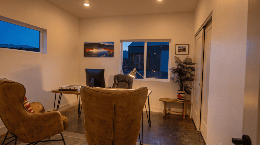 Zip Kit Homes Model Home Columbia Floor Plan. On-suite bedroom with private bath.