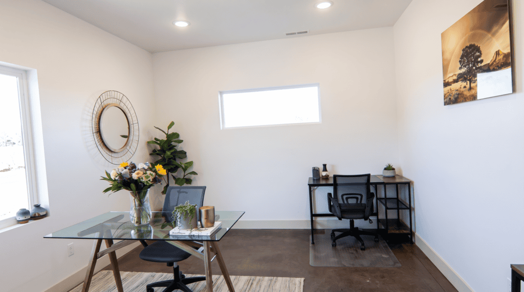 Columbia floor plan Front Bedroom by zip Kit Homes.
