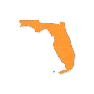 Map of Florida showing delivery locations for Zip Kit Homes.