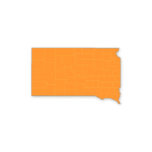 Map of South Dakota showing delivery locations for Zip Kit Homes.