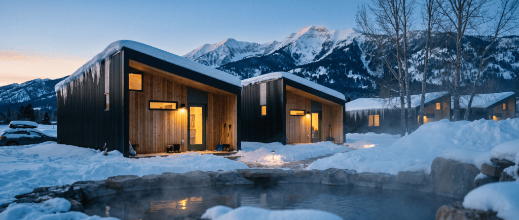 Sierra Landscape Hotel Montana Hot Springs get away by zip kit homes and mountain valley prefab